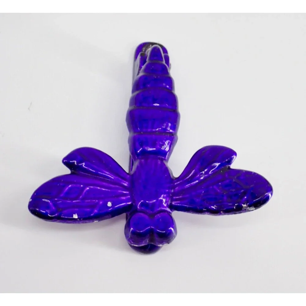 Vintage Rustic Cast Iron Deep Purple Dragonfly Door Knocker Colorful 5.5” X 5.5